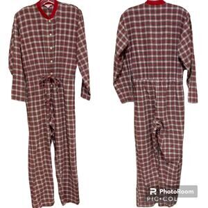 J. Crew Unisex Plaid Pajama One Piece Holiday Sleepwear Red/White/Green Size S